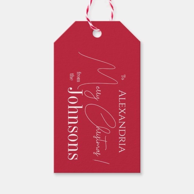 Étiquettes-cadeau Noël Nom de famille personnalisé (Devant)