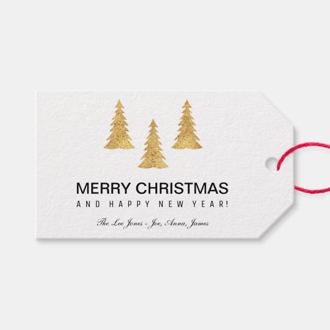 Étiquettes-cadeau Noël or (Devant (Horizontal))
