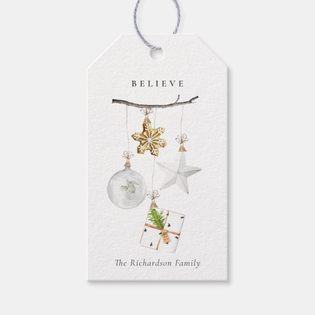 Étiquettes-cadeau Noël Ornements Star Cookie Chime Croire (Devant)