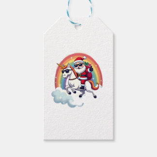 Étiquettes-cadeau Noël Père Noël équitation Unicorne Xmas filles fem