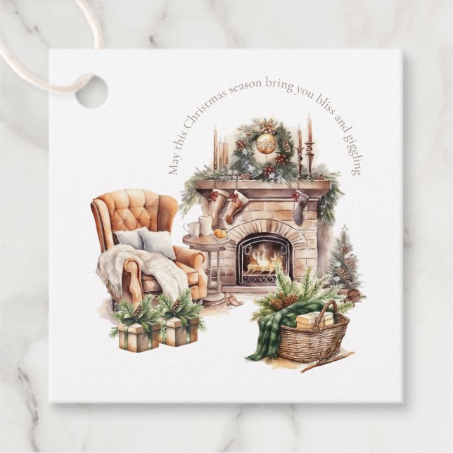 Étiquettes Cadeau Noël personnalisé photo cosy (Devant)