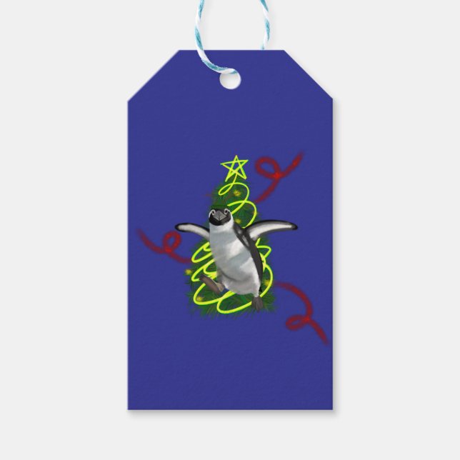 Étiquettes-cadeau Noël pingouin (Devant)