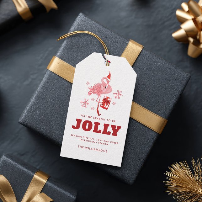 Étiquettes-cadeau Noël Pink Flamant rose Tropical Beach (Pink Flamingo Tropical Beach Christmas Gift Tags)