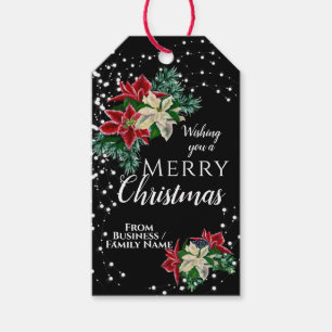 Étiquettes-cadeau Noël Poinsettia Floral Flower Tags cadeaux