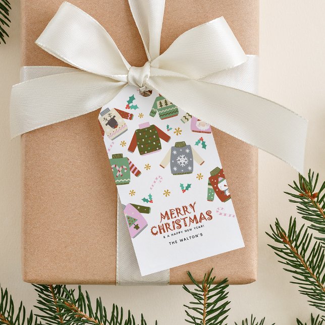 Étiquettes-cadeau Noël Pull Retro Moche  (Créateur téléchargé)