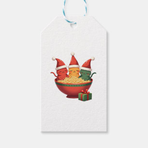 Étiquettes-cadeau Noël Ramen Chat Père Noël Anime Meow Kitty Meow Ca