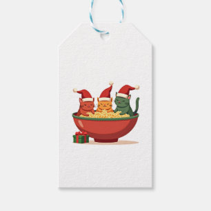 Étiquettes-cadeau Noël Ramen Chat Père Noël Anime Meow Kitty Meow Ca