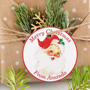 Étiquettes Cadeau Noël Retro Vintage du Père Noël 1950