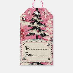 Étiquettes-cadeau Noël Rétro Vintage : Noël Rose des Années 50