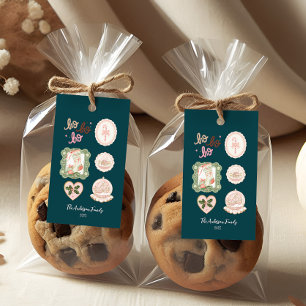 Étiquettes-cadeau Noël Rose Vert Rétro