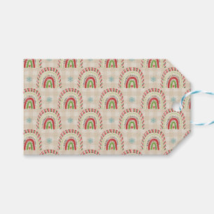 Étiquettes-cadeau Noël Rouge Blanc Vert Arcs-en-ciel & Snowflakes