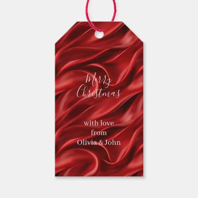 Étiquettes-cadeau Noël Rouge Chic (Devant)