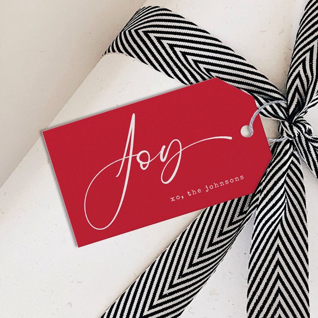Étiquettes-cadeau Noël rouge minimaliste (Créateur téléchargé)