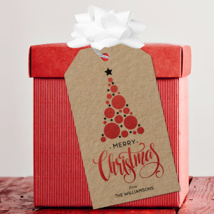 Étiquettes-cadeau Noël Rouge moderne Holiday