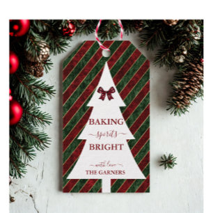Étiquettes-cadeau Noël Rouge Poinsettia Baking Spirits Cadeaux Tags