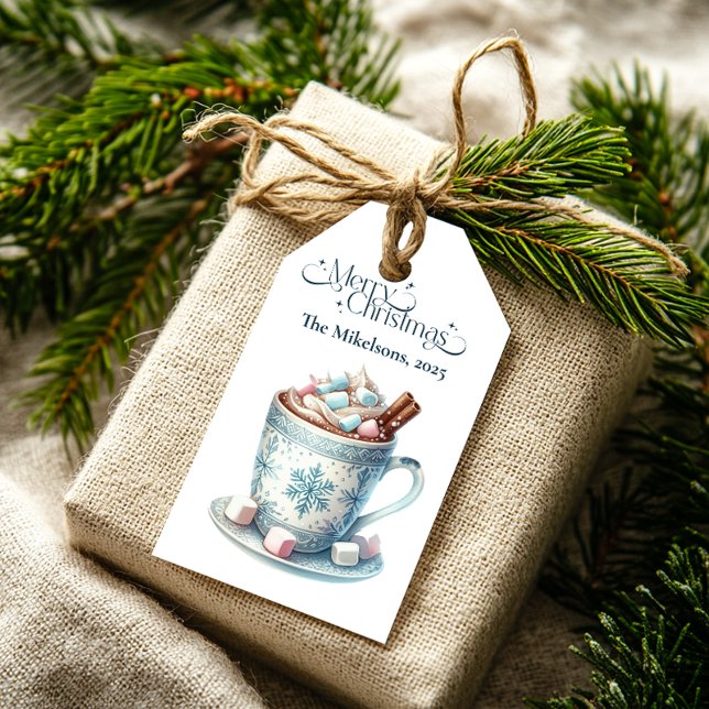 Étiquettes-cadeau Noël rustique bleu cosy (Créateur téléchargé)