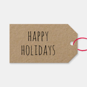 Étiquettes-cadeau Noël rustique Joyeuses Fêtes minimalistes Kraft