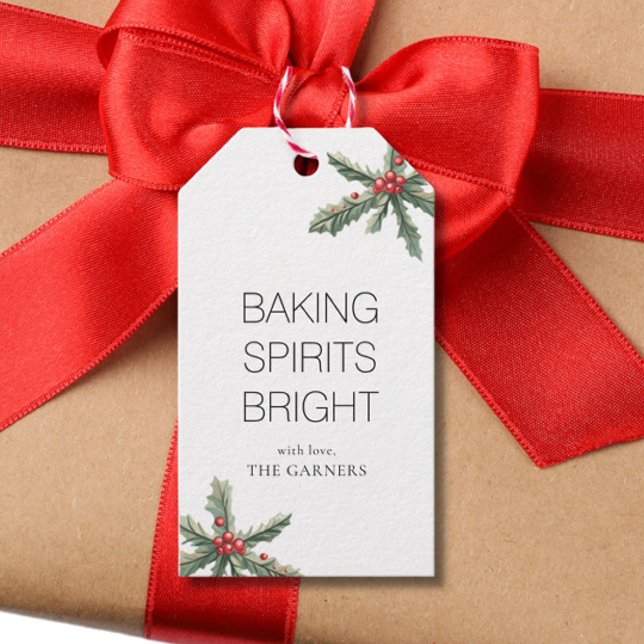 Étiquettes-cadeau Noël Saint Branche Élégante Baking Spirits (Créateur téléchargé)