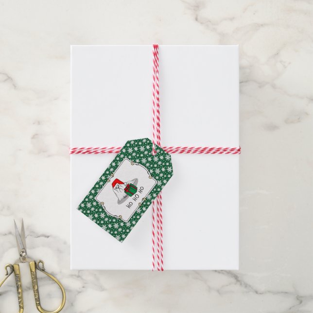 Étiquettes-cadeau Noël Santa Hat Maltese Chien mignonne Drôle (Avec de la ficelle)