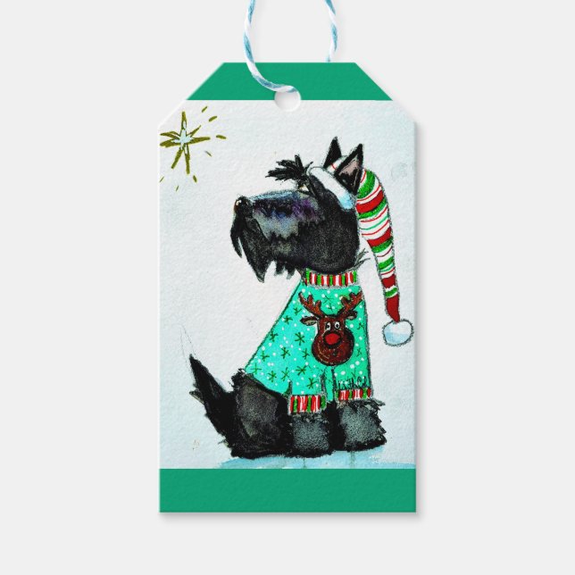 Étiquettes-cadeau Noël Scottie (Devant)