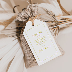 Étiquettes-cadeau Noël simple et élégant   Bienvenue au Mariage blan