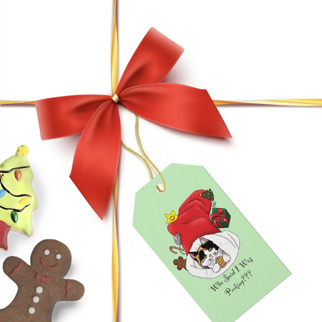Étiquettes-cadeau Noël Stocker mignonne Calico Kitten (Créateur téléchargé)