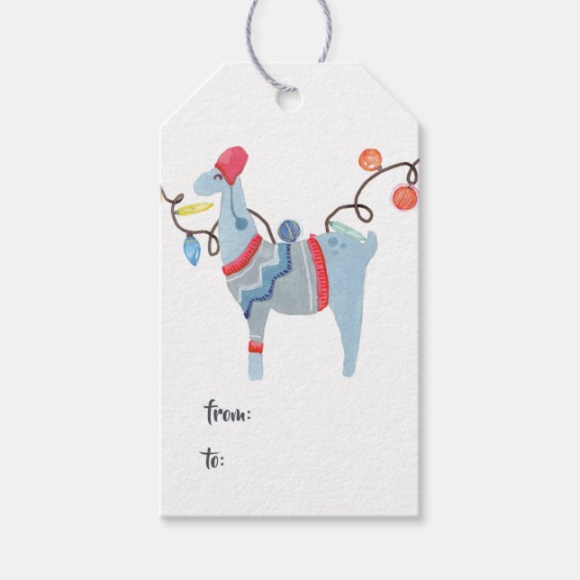 Étiquettes-cadeau Noël sur le thème de Llama (Devant)