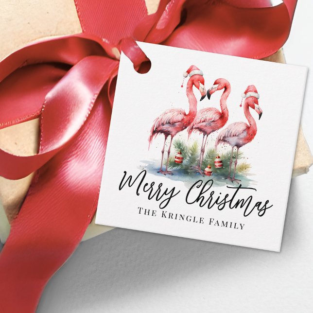 Étiquettes Cadeau Noël tropical personnalisé (Personalized Tropical Beach Christmas Favor Tags)