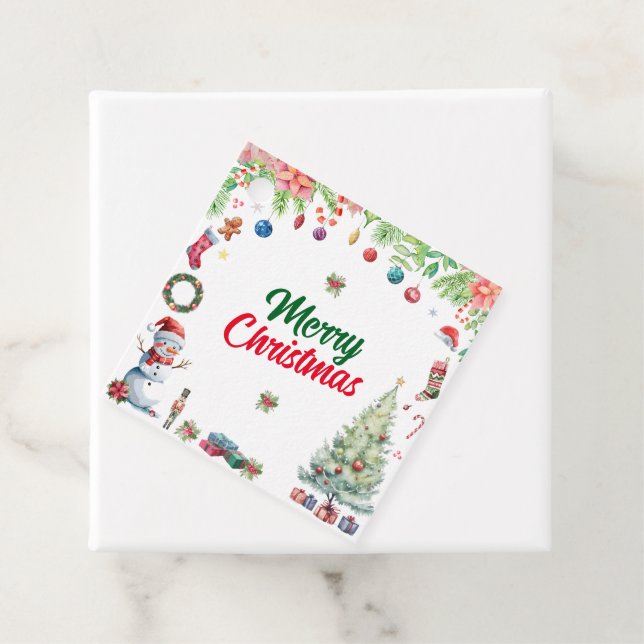 Étiquettes Cadeau Noël vacances aquarelle (En situation)