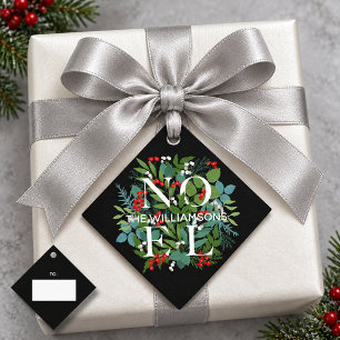 Étiquettes Cadeau NOEL Verdure Fête Noir