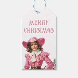 Étiquettes-cadeau Noël vintage Cowgirl
