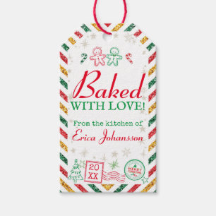 Étiquettes-cadeau Noël Vintage cuit avec Parties scintillant d'amour