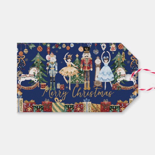 Étiquettes-cadeau Noël vintage des noisettes (Devant (Horizontal))