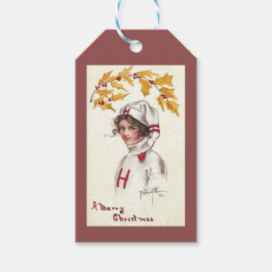 Étiquettes-cadeau Noël vintage d'étudiante de Harvard