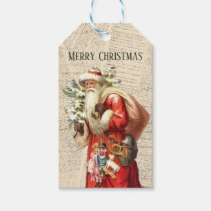 Étiquettes-cadeau Noël vintage du Père Noël victorien