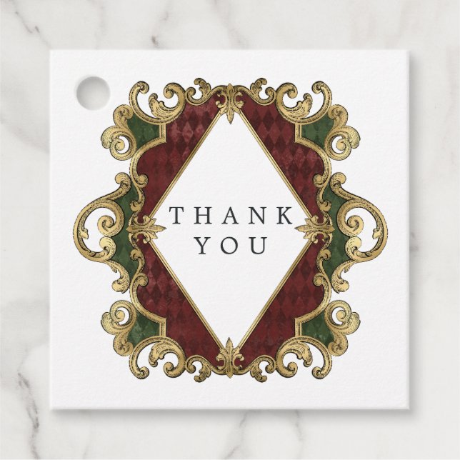 Étiquettes Cadeau Noël vintage gilded grunge arlequin (Devant)