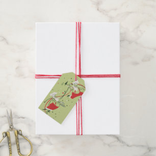 Étiquettes-cadeau Noël vintage, Père Noël chef avec dîner