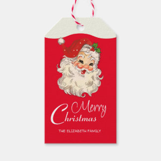 Étiquettes-cadeau Noël vintage Retro Jolly Santa Claus