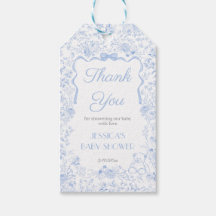 Nœud bleu poussiéreux Vintage Remerciement Baby Sh