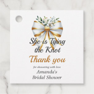 Étiquettes Cadeau Noeud d'amour Or Ruban Blanc Floral Baignoire de l