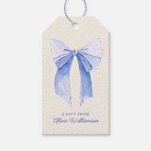 Étiquettes-cadeau Nœud papillon coquette bleu doux Cadeau personnali