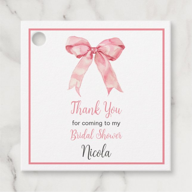 Étiquettes Cadeau Noeud Papillon Rose Mignonne Enterrement de Vie de (Devant)