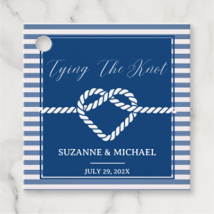 Étiquettes Cadeau Noeud romantique Marine Bleu Stripes Mariage