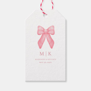 Étiquettes-cadeau Nœud Rose Fantaisie Doodle Mariage