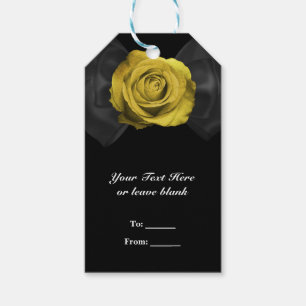 Étiquettes-cadeau Nœud ruban noir & Rose jaune Faveur TOUTE COULEUR
