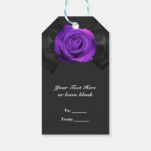 Étiquettes-cadeau Nœud ruban noir & Rose violette FAVEUR DE TOUTE CO