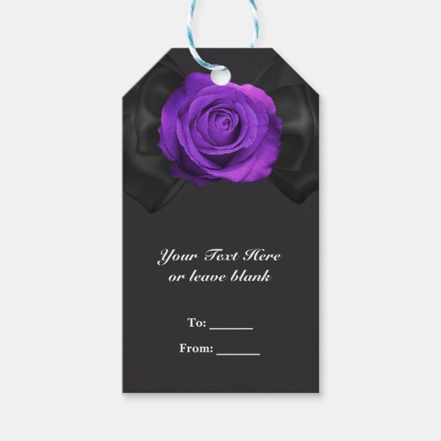 Étiquettes-cadeau Nœud ruban noir & Rose violette FAVEUR DE TOUTE CO (Devant)