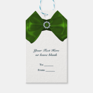 Étiquettes-cadeau Nœud Ruban Vert & Diamants Élégant Shower de Marié