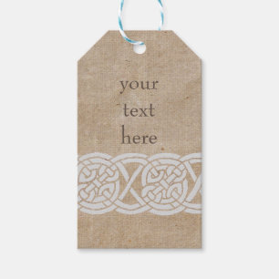 Étiquettes-cadeau Noeuds celtiques sur la toile de jute vintage
