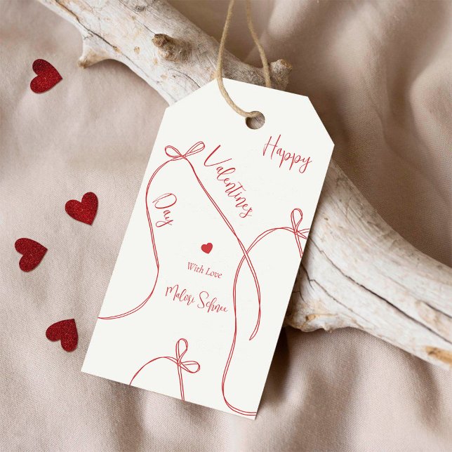 Étiquettes-cadeau Nœuds Ruban Rouge – Moderne Joyeuse Saint-Valentin (Créateur téléchargé)